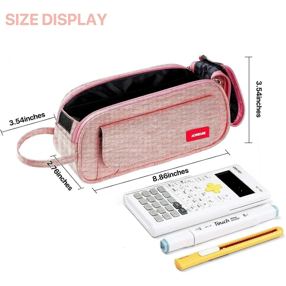 Big Capacity Pencil Bag School College Organizer Travel Bag Pink